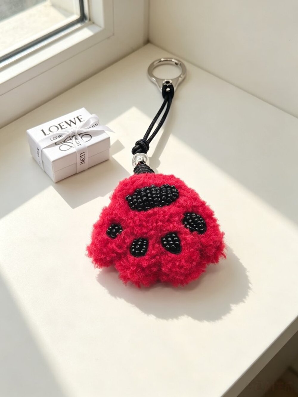 Loewe Red Plush Paw Bag Charm Keychain